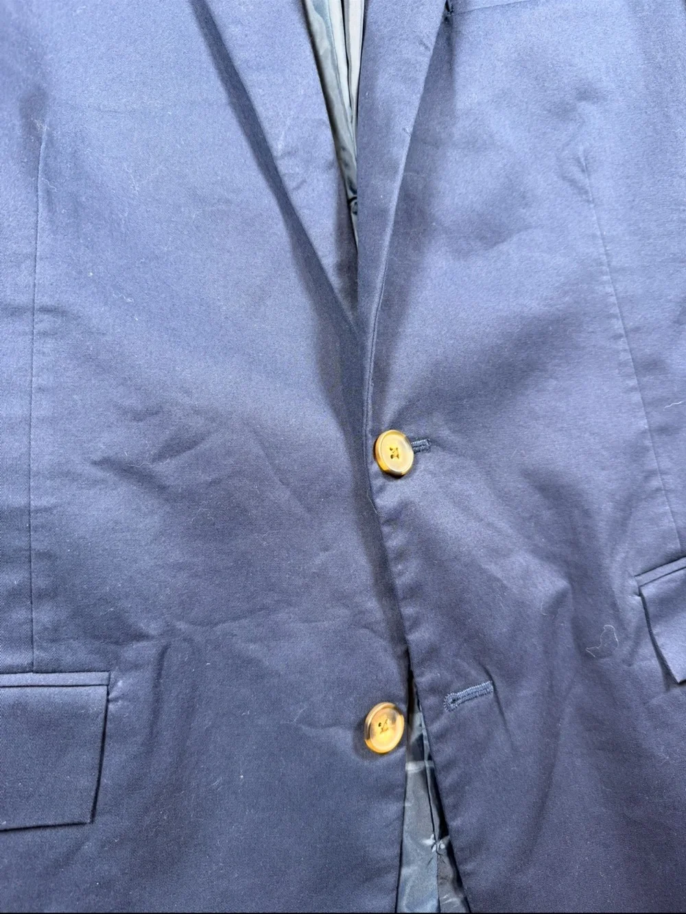 J. Crew Thompson 44L Men's Navy Cotton Stretch Blue Two-Button Blazer Sport Coat